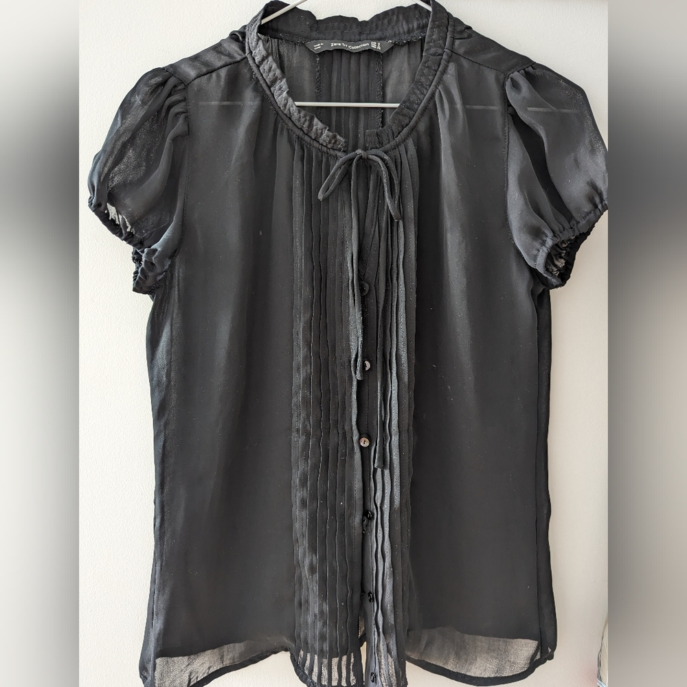 Zara TRF Collection black chiffon top